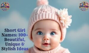 "Adorable baby girl wearing pink winter hat - blog cover for short girl names list"