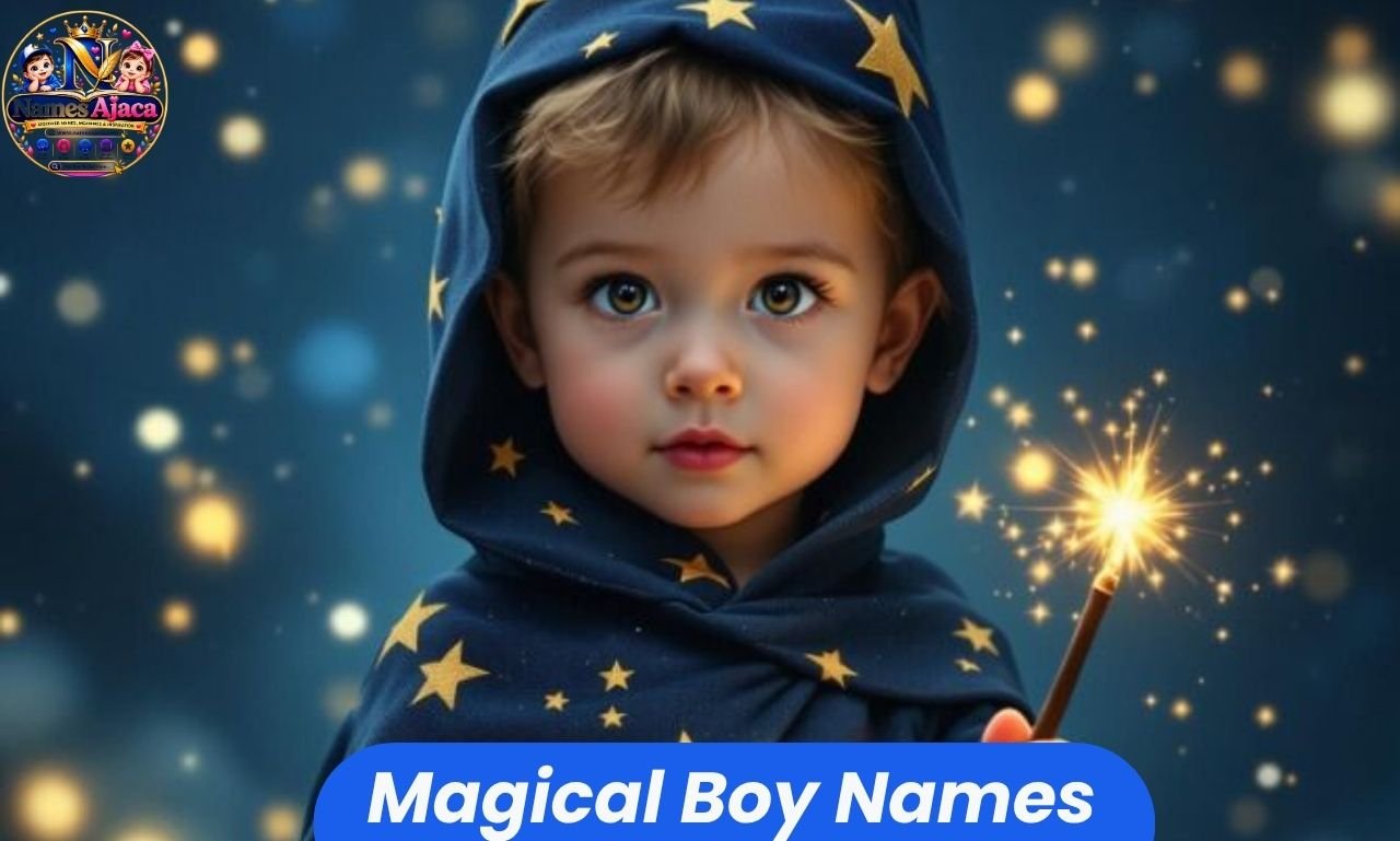 Magical boy names featuring mystical, enchanting, fantasy, celestial, and powerful name ideas